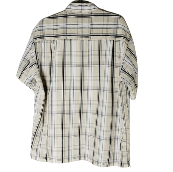 Haggar men casual button down short sleeve plaid shirt size large - Picture 2 of 8